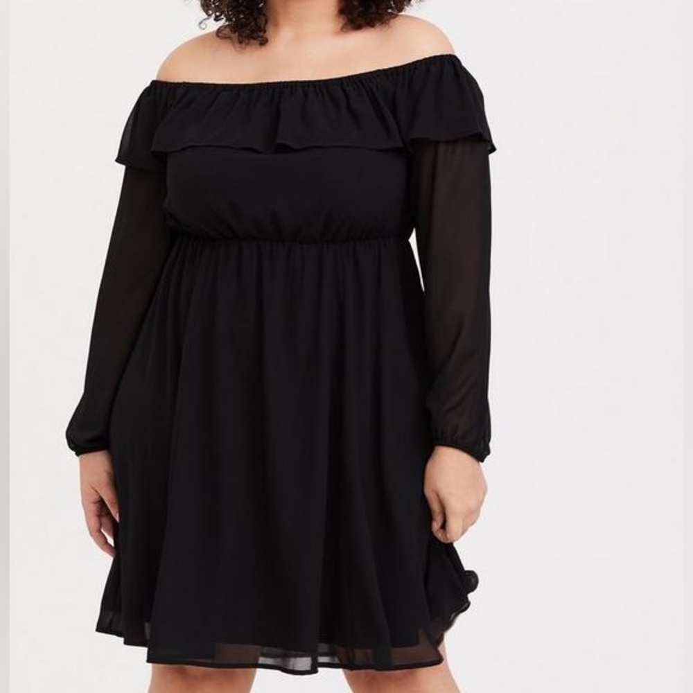Mini Chiffon Off-Shoulder Skater Dress